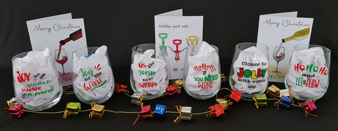 Stemless Christmas Wine Glasses