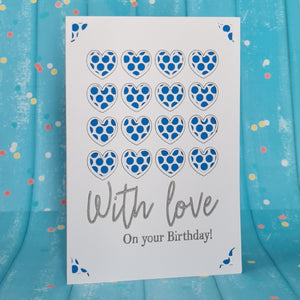 16 Hearts Blue Polka Dots