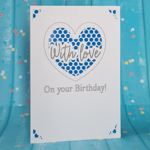 Large Heart Blue Polka Dots